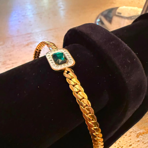Solitaire Emerald Statement Cuff