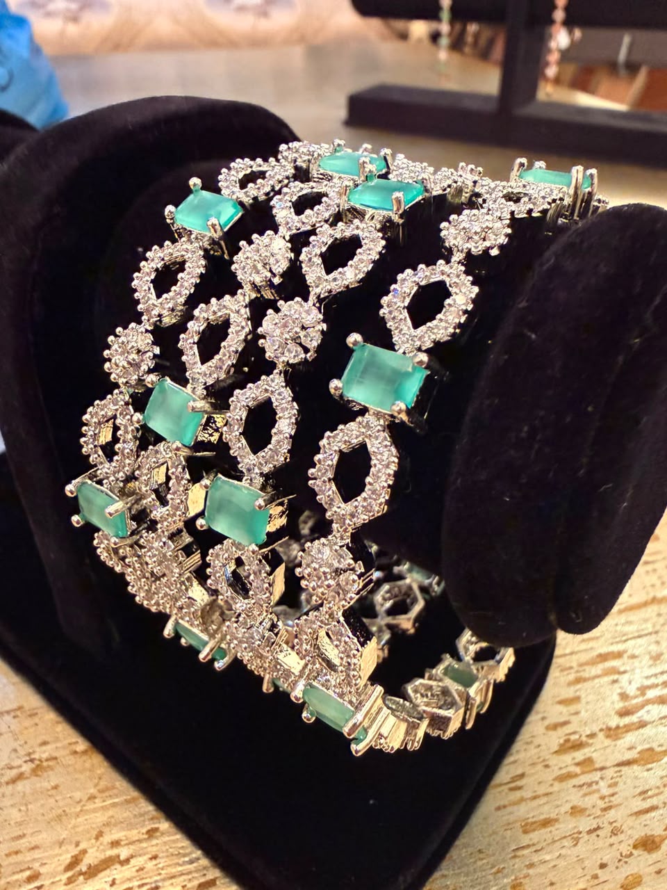 Regal Emerald American Diamond Bangles