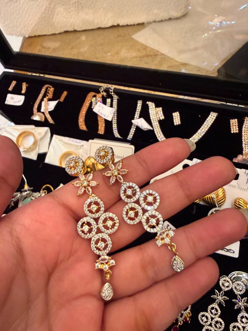 Vintage Floral Drop Chandelier Earrings