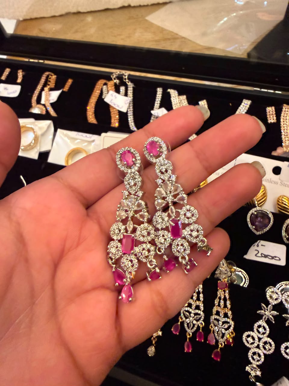 Ruby Accented Majestic Chandelier Earrings