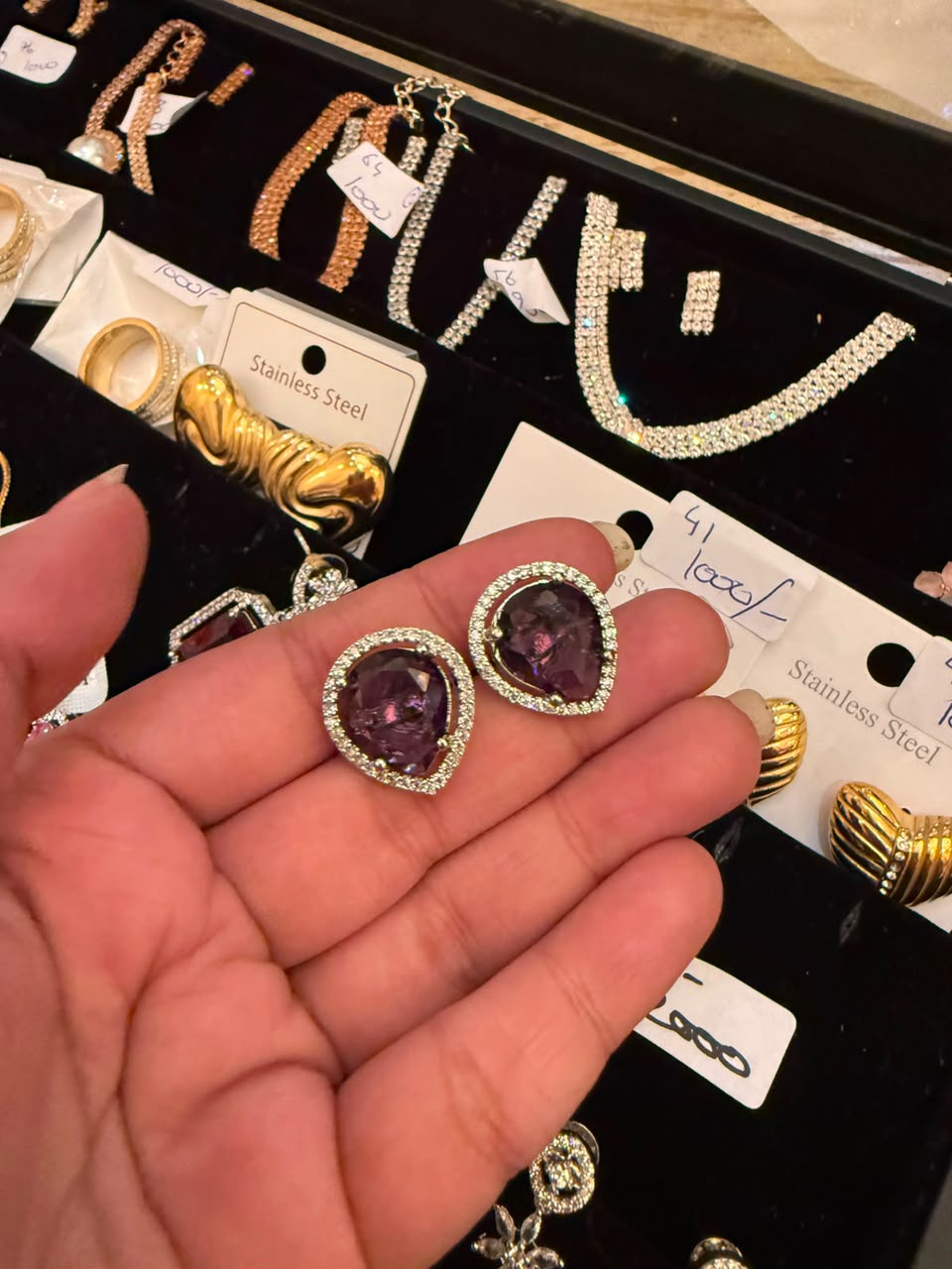 Midnight Glamour Oval Studs