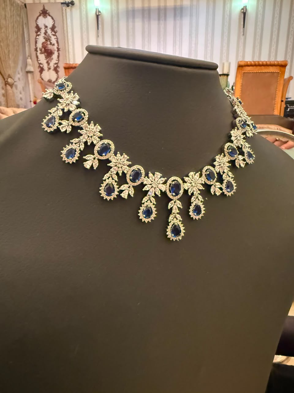 Delicate Blossom Silver Choker set