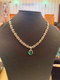 Classic Solitaire Emerald Pendant Chain