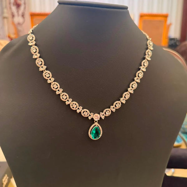 Classic Solitaire Emerald Pendant Chain